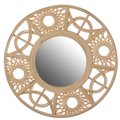 Vintiquewise Creative Bamboo Hanging Wall Mirror Round Shape, Natural for Living Room, Dining Room or Playroom QI004407